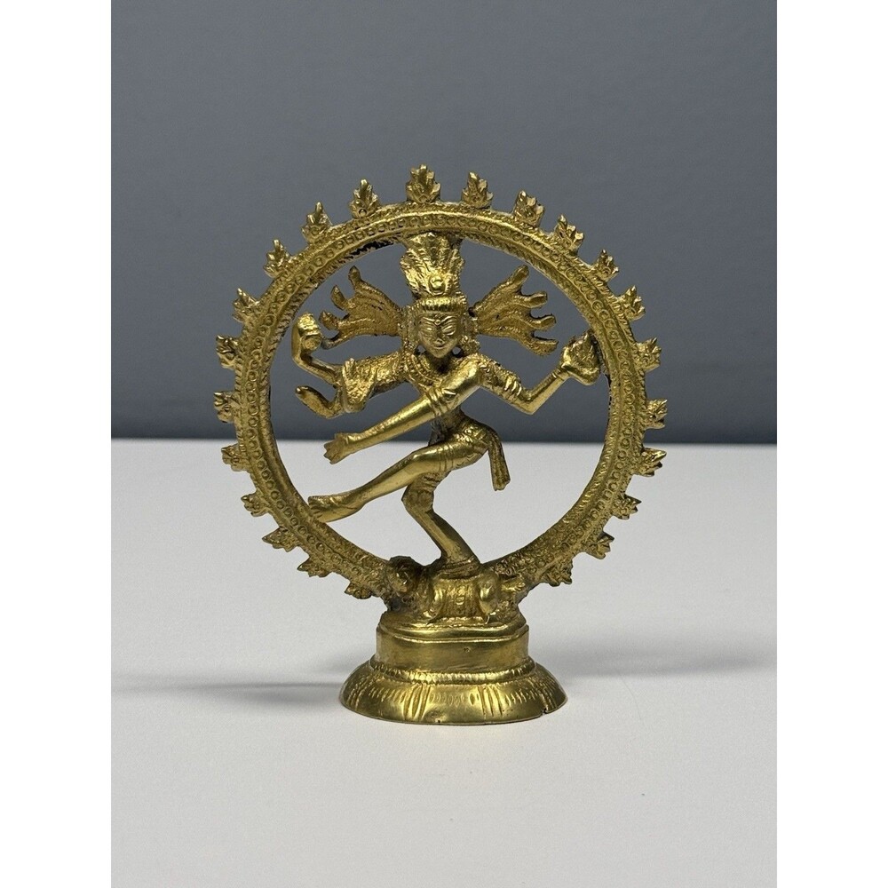 Brass Shiva Nataraja Statue Hindu Dancing Lord of Dance Natraj Alter decor